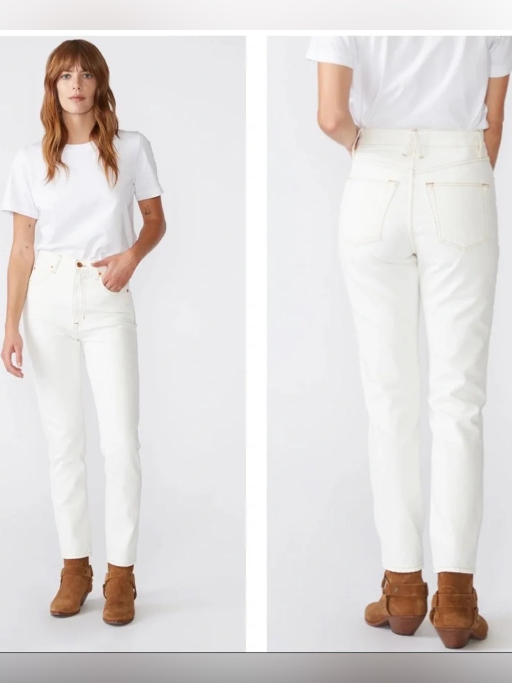 SLVRLAKE Beatnik Ankle High Rise Jeans in Ivory - Size 27